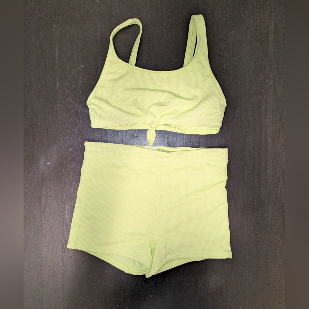 Girls Size XL(14) 2-piece Swimsuit Bright Yellow-Geeen